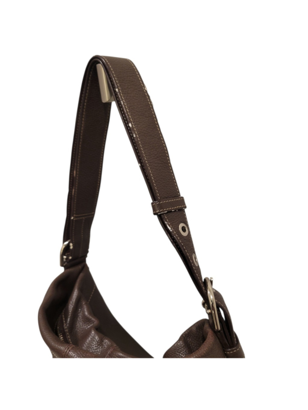 Coach F15064 Women's Brown Leather Duffle Hobo Convertible Shoulder Bag Purse - Picture 7 of 13